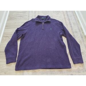 Polo Ralph Lauren Purple Plum Quarter Zip Cotton Sweater Mens Large